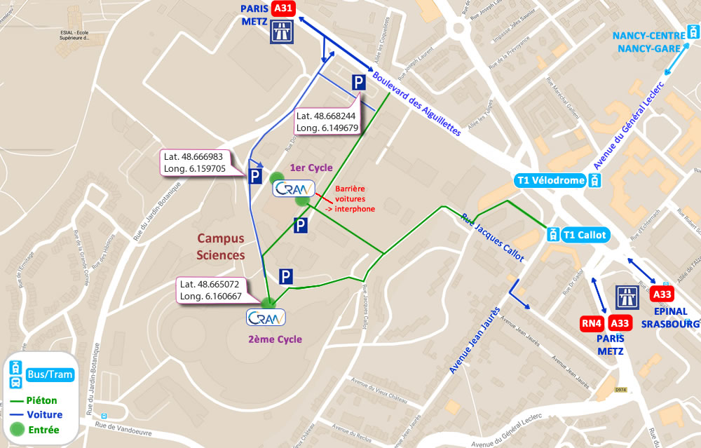 Plan d'accès de  Campus sciences - 1er cycle 